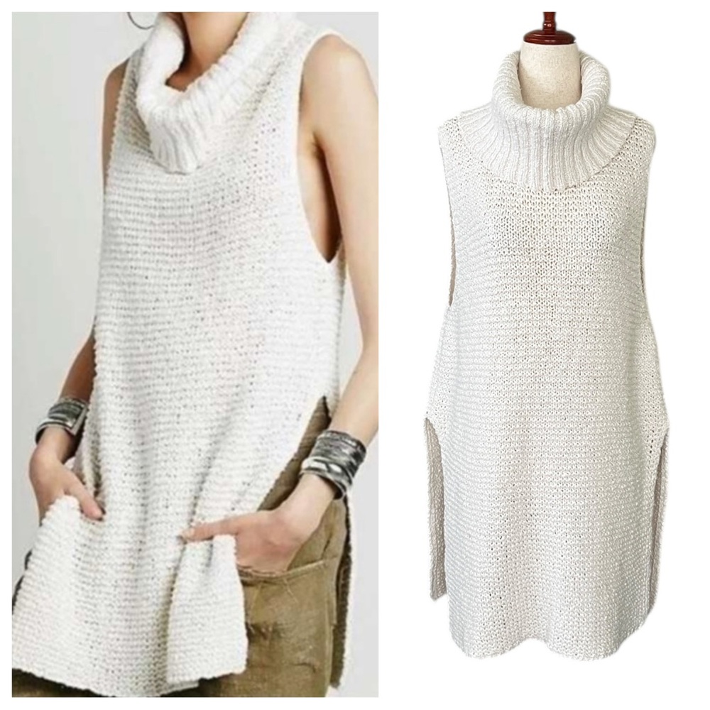Free People Sleeveless Maxi Sweater Top in a cream/ivory color